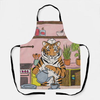Tiger Making Tea Apron
