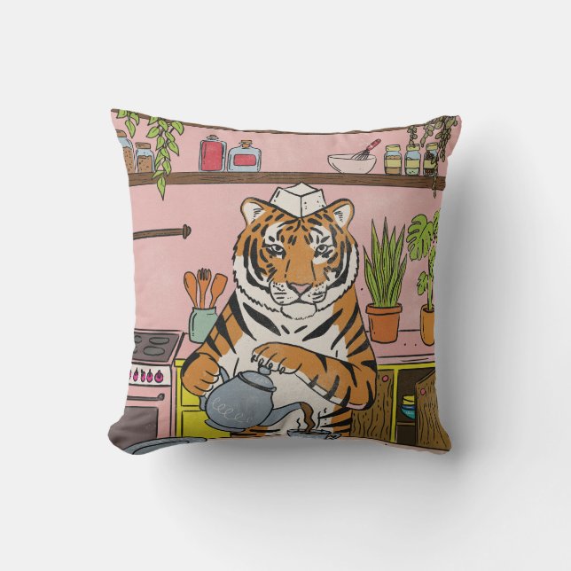 Tiger Making Tea Cushion (Front)