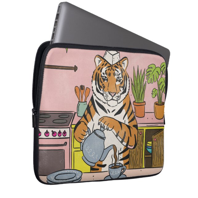 Tiger Making Tea Laptop Sleeve (Front Right)