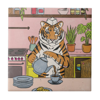 Tiger Making Tea Tile