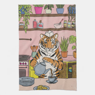 Tiger Making Tea Towel