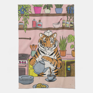 Tiger Making Tea Towel