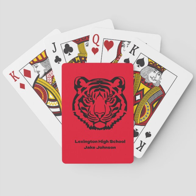 Tiger Mascot Themed Personalised Playing Cards (Back)