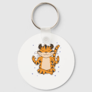Tiger meditates big cat predator zoo key ring