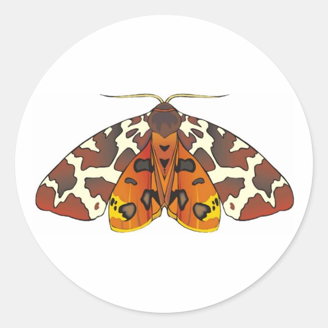 Tiger Moth Classic Round Sticker (Front)