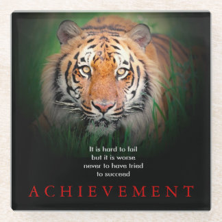 Tiger Motivational Achievement Glass Coaster