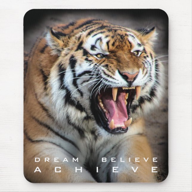 Tiger Motivational Quote Animal Template Trendy Mouse Mat (Front)