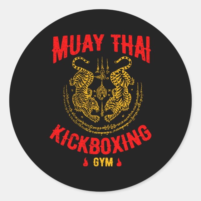 Tiger Muay Thai Kickboxing Gym Mma Training Classic Round Sticker (Front)
