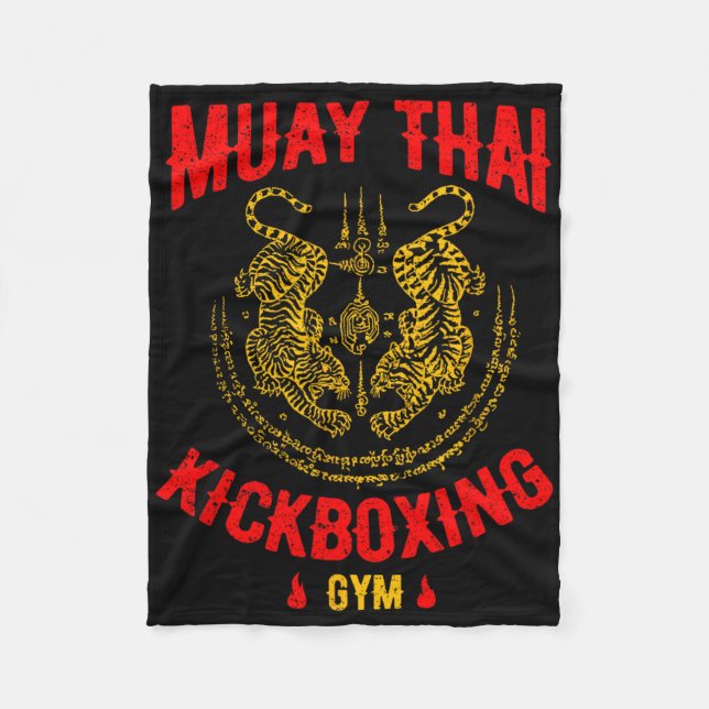 Tiger Muay Thai Kickboxing Gym Mma Training Gift _ Fleece Blanket (Front)