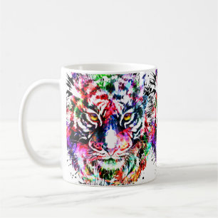 Tiger Mug Colourful Tiger Drawing Abstract Art