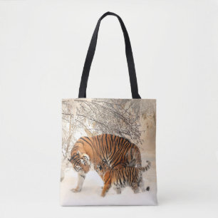 tiger mum and baby tote bag
