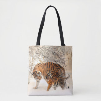 tiger mum and baby tote bag