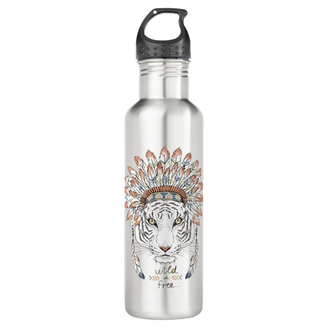 Tiger Native American Indian Chief 710 Ml Water Bottle (Front)