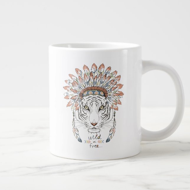 Tiger Native American Indian Chief Large Coffee Mug (Right)