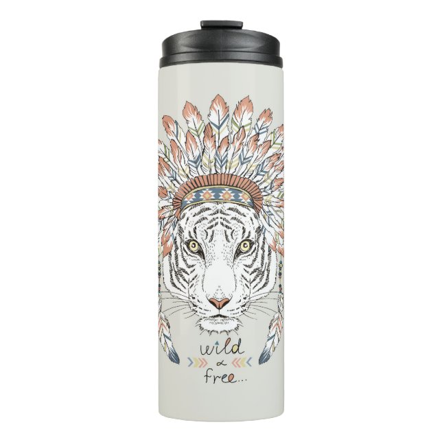 Tiger Native American Indian Chief Thermal Tumbler (Front)