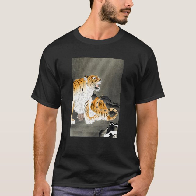 Tiger Near Rocks by Ohara Koson T-Shirt (Front)