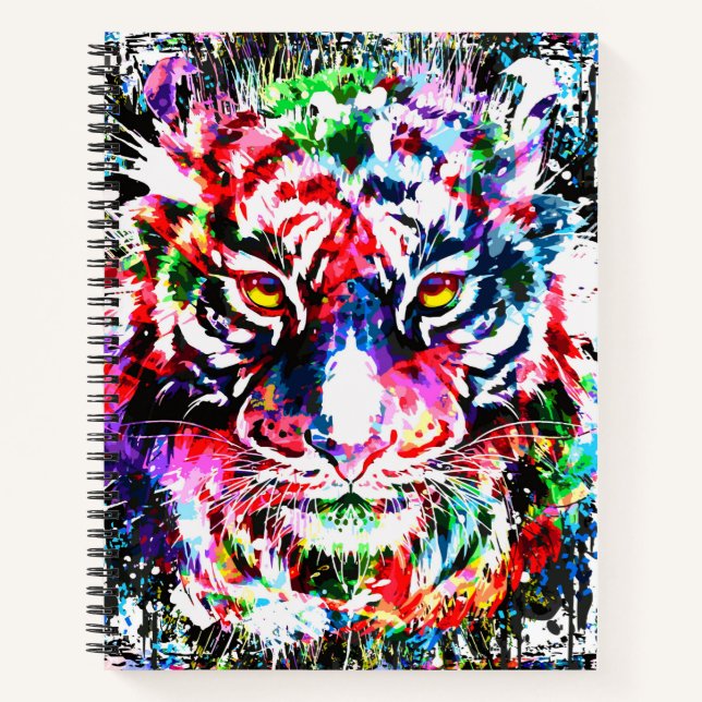 Tiger Notebook - Colourful Tiger Artwork - Wildlif (Front)