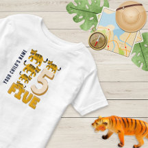 Tiger Number Five Cute Personalised 