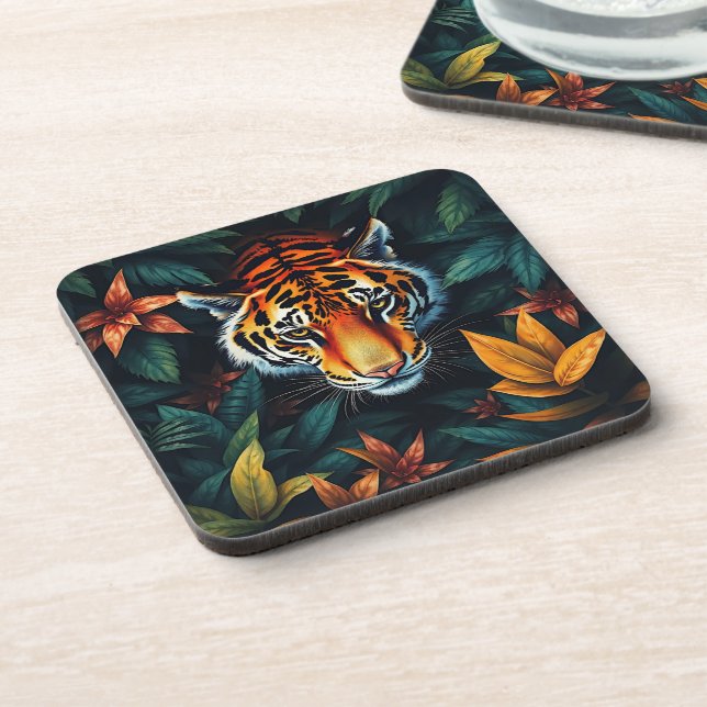 “Tiger of Mine” – Colourful Tiger Portrait Coaster (Left Side)