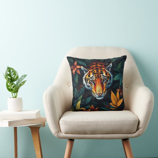 “Tiger of Mine” – Colourful Tiger Portrait Cushion (Chair)