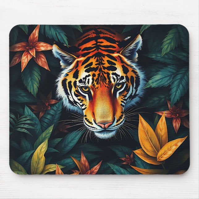 “Tiger of Mine” – Colourful Tiger Portrait Mouse Mat (Front)