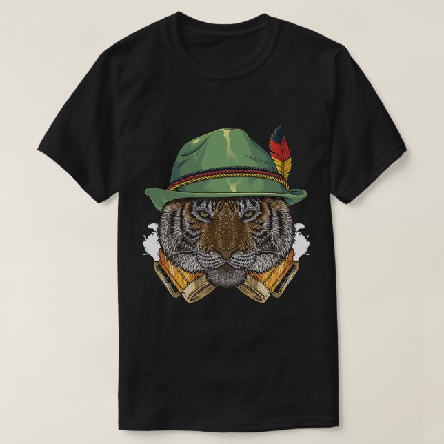 Tiger Oktoberfest German Beer Fest Animal Beerfest T-Shirt (Design Front)