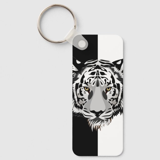 Tiger on black and white  key ring (Front)