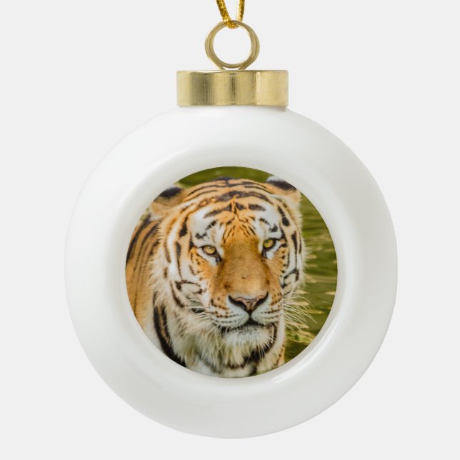tiger on Ceramic Ball Ornament (Front)