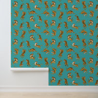 Tiger on Teal Pattern