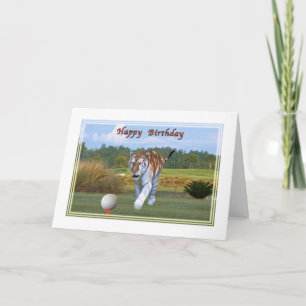 Tiger on the Golf Course Birthday Card