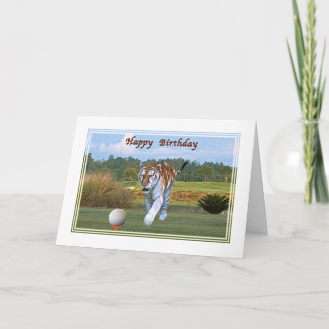 Tiger on the Golf Course Birthday Card (Front)