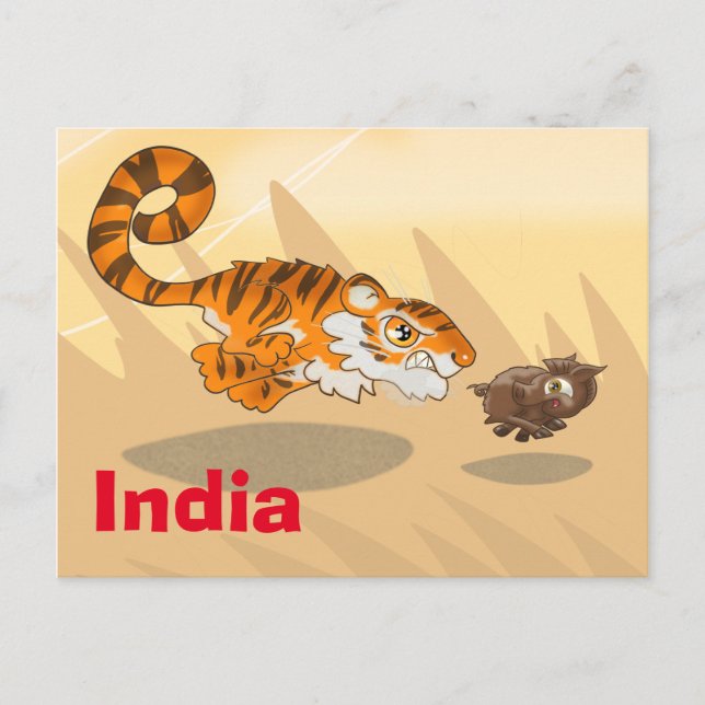 Tiger On the Hunt Postcard (Front)