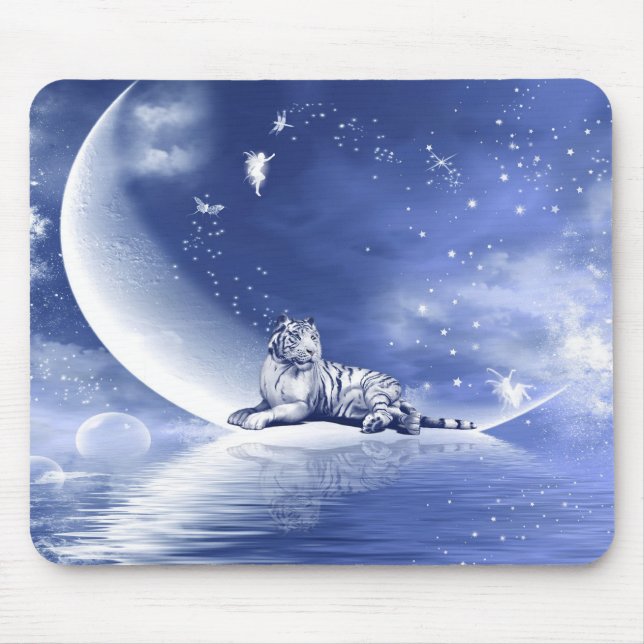 Tiger on the moon mouse mat (Front)