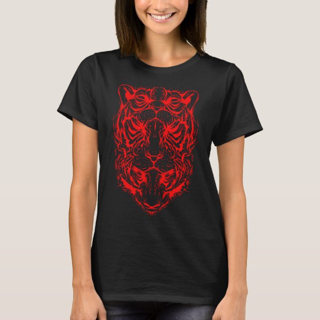 Tiger Optical Illusion of Three Tigers Artwork T-Shirt (Front)