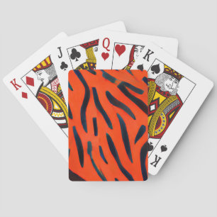 tiger orange print playing cards