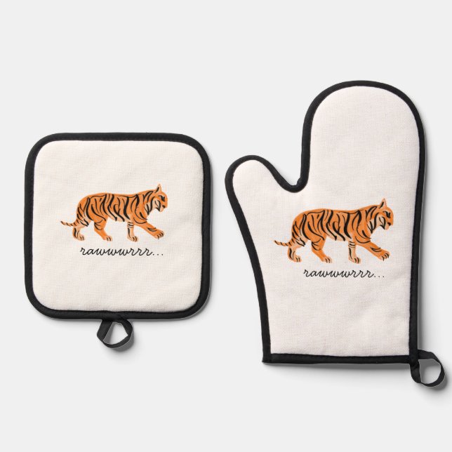 Tiger  oven mitt & pot holder set (Front)