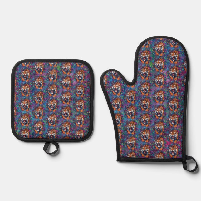 Tiger Oven Mitt & Pot Holder Set (Front)