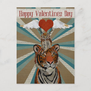 TIGER & OWL VALENTINE'S Postcard