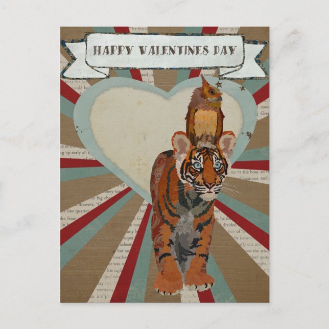 TIGER & OWL VALENTINE'S Postcard (Front)