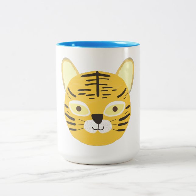 tiger painting art Two-Tone coffee mug (Center)