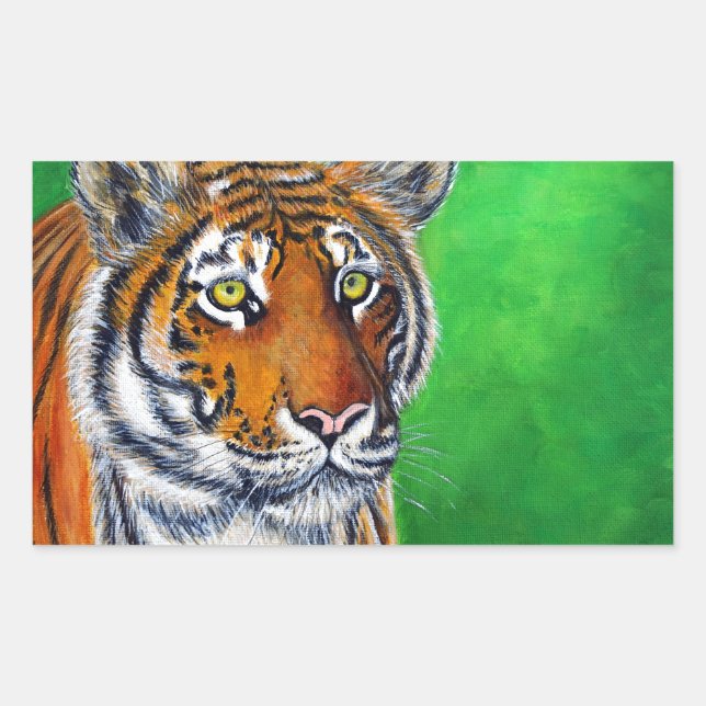 Tiger Painting Rectangular Sticker (Front)
