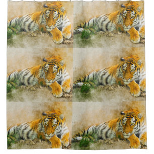 Tiger painting shower curtain