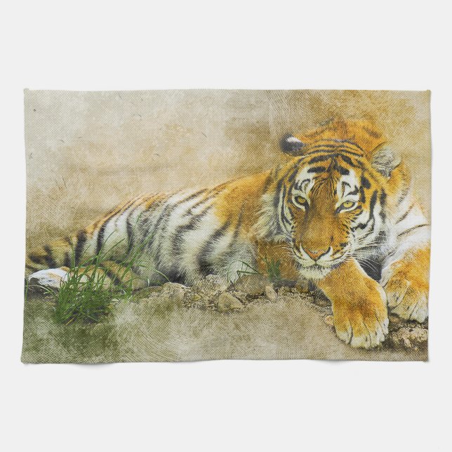 Tiger painting tea towel (Horizontal)