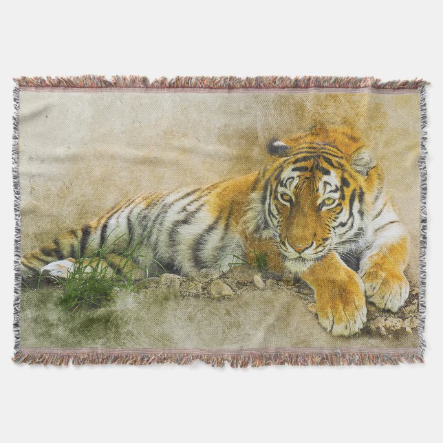 Tiger painting throw blanket (Front)