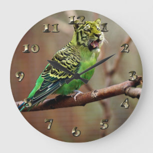 Tiger Parakeet Large Clock
