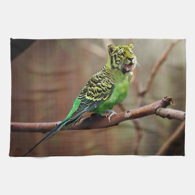 Tiger Parakeet Tea Towel (Horizontal)