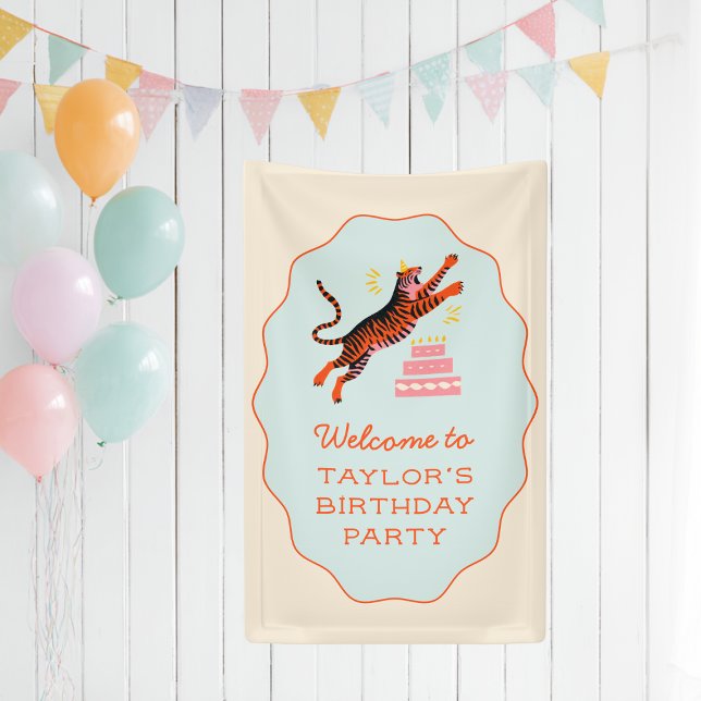 Tiger Party Animals Kids Birthday Welcome Banner (Creator Uploaded)