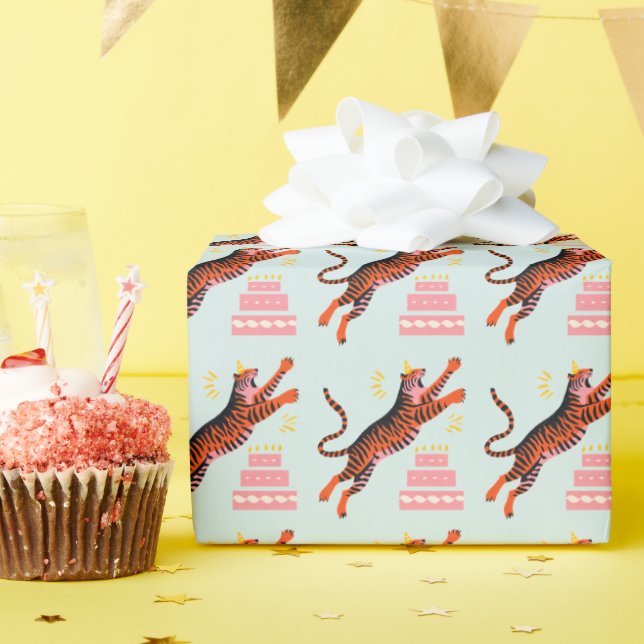 Tiger Party Animals Safari Zoo Birthday Wrapping Paper (Birthday Party)