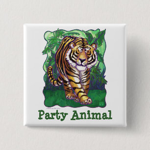 Tiger Party Center 15 Cm Square Badge