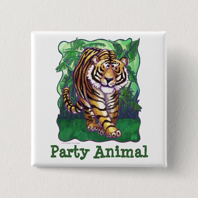 Tiger Party Center 15 Cm Square Badge (Front)